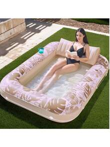 Adult Inflatable Sunbathing Pool Float Bed,Extra Large Size, With Built-In Pillow And Cup Holder, 4-In-1 Many Style... Sunbathing Float, Water Leisure Lounge Chair, Also Can Be Used As Inflatable Ball Pit, Extra Large Gold - Promotional Price - View 15