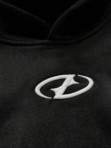AXEPEAK 男士拼接撞色刺繡長袖街頭風連帽衛衣 - 黑與白 - 查看 4