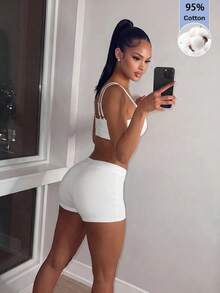 Amplova Women's Embroidered 2 In 1 Tank Top And Casual Shorts Set - White - View 3