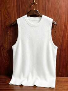Coreblaze Men's Casual Versatile Solid Color Sports Tank Top, Gym - White - View 5