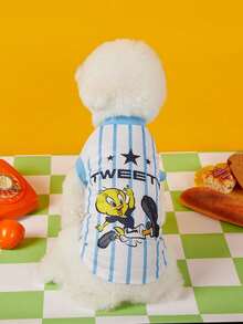 LOONEY TUNES X PETSIN 1 Piece Cute Little Bird Black Letter Pet Vest Blue Or White Red Five Pointed Star Letter Printed Pet Vest Pink Yellow Stripe Breathable Elastic Screw Mouth Soft Anti Hair Pet Clothing - Multicolor - View 10