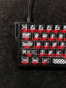 Printed Pattern Transparent Carbon Fiber Texture Keycaps, Clear Light Through Custom Mechanical Keyboard Replacement Keycaps, Only Keycaps, No Keyboard Included - View 3