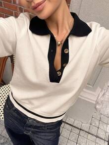DAZY Women's Colorblock Pullover Sweater Fall - White - View 5