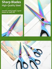 Household Tailor Scissors, Sewing Shears, Multi-Functional Handcraft Scissors, Office Scissors, Stainless Steel Titanium Plated Colorful Scissors, Hardened Sharp Blades, Ergonomic Design - Color-2 - View 2
