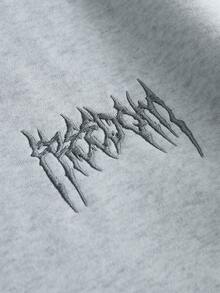 PAVTROS 男士街頭風熱銷深色街頭刺繡 3D 刺繡日常穿搭百搭男友丈夫禮物週年紀念禮物灰色圓領運動衫 - 淺灰色 - 查看 5