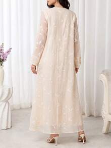 Al Najma Women's Elegant Embroidered Arabian Dress - Apricot - View 2