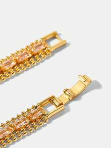 MOTF PREMIUM PRE18K GOLD-PLATED CHAIN SPLICING GEMSTONE TEMPERAMENT BRACELET - Yellow Gold - View 7