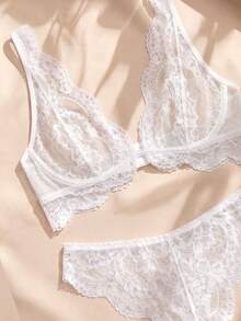 Charlaine Sexy Lace Lingerie Set (Top & Panties) - White - View 3