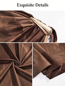 SOLERSUN Plus-Size Women's Slim-Fit Dress Suitable For Daily Commuting, Shopping, Parties, And Gatherings. - Brown - View 9