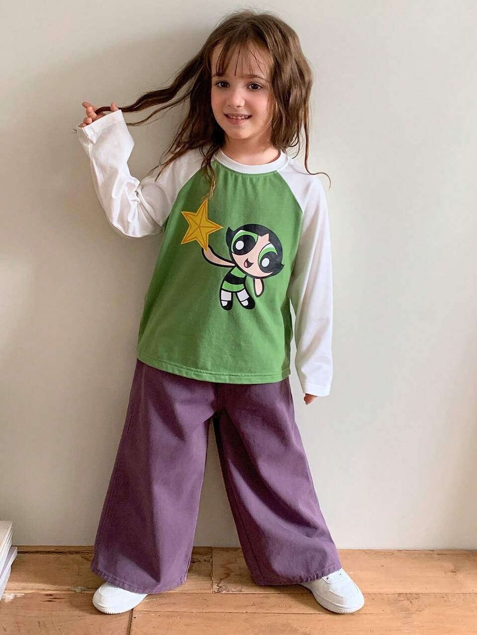 Contrast Color Round Neck Pullover T-Shirt Casual Loose Basic Style Young Girls T-Shirt Fall