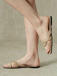 Styleloop Sandalias planas de verano con hebilla para mujer - Albaricoque - Ver 9