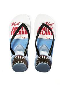 SHEIN JAWS Blue Cartoon Flip-Flops, EVA Lightweight Material, Toe Protection, Breathable And Quick-Drying, Soft And Comfortable, Suitable For Indoor, Shower Or B - Blue - View 5