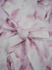Yasmyna Abito lungo a maniche lunghe con stampa digitale intrecciata rosa, con bordo in pizzo bianco, silhouette a vita stretta e linea ad A, elegante stile romantico arabo, adatto per primavera/estate - Rosa - Visualizzare 10
