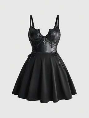 Goth Robe d'été décontractée à bretelles fines pour femmes grandes tailles