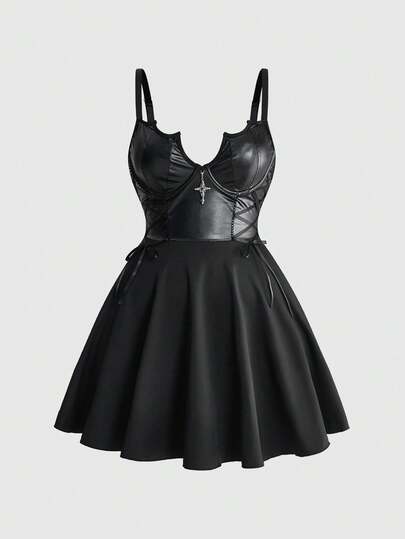 Goth Vestido de tirantes finos casual de verano para uso diario para mujeres de talla grande