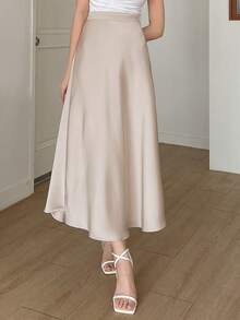 DAZY Women's Satin Skirt, Korean Style For Party Summer Petite - White - View 5