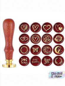 Heart Wax Seal Stamp – Vintage Romantic Sealing Stamp For Wedding Invitations, Valentine's Day Gift Wrapping & Envelopes - one-size - View 1