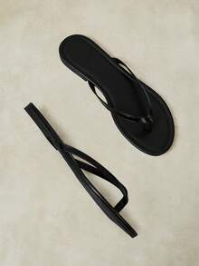 Styleloop Chanclas clásicas negras versátiles para uso diario y desplazamientos, sandalias de verano simples, casuales y frescas para mujer - Negro - Ver 5