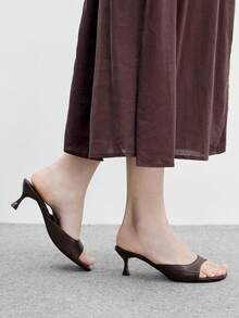 CUCCOO BIZCHIC Women's Square Toe With Low-Heeled Slippers, Elegant Open-Toed Sandals, Daily Casual Commuting Shoes Design High Heels - Brown - View 6
