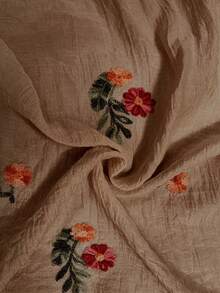 GlowEve 女款透視花卉刺繡前綁帶休閒度假襯衫 - 咖啡棕 - 查看 4