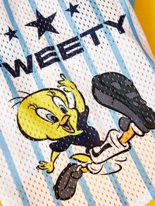LOONEY TUNES X PETSIN 1 Piece Cute Little Bird Black Letter Pet Vest Blue Or White Red Five Pointed Star Letter Printed Pet Vest Pink Yellow Stripe Breathable Elastic Screw Mouth Soft Anti Hair Pet Clothing - Multicolor - View 12