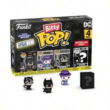 Funko Bitty Pop DC Batman 4 Packs Mini Vinyl Figure Set, Batman The Joker Catwoman Mystery Figure Included, Display Shelf Collectible Desktop Ornament - Multicolor - View 6