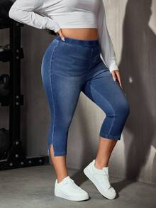 EMERY ROSE Plus Size Casual Washed Slim Fit Jeans - Baby Blue - View 6