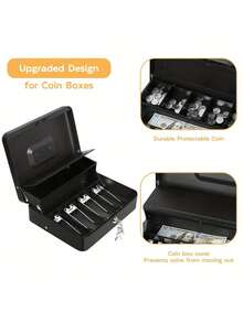 Large Capacity Secure Cash Box With Safety Spring Clip Lock - Heavy Duty Metal Structure, Includes Removable Coin Tray And Cash Organizer. - multicolor - View 7