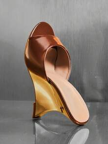 SHUZIA 畅销款女士坡跟拖鞋 - 棕色 - 查看 7