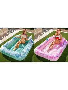 Adult Inflatable Sunbathing Pool Float Bed,Extra Large Size, With Built-In Pillow And Cup Holder, 4-In-1 Many Style... Sunbathing Float, Water Leisure Lounge Chair, Also Can Be Used As Inflatable Ball Pit, Extra Large Gold - Promotional Price - View 18