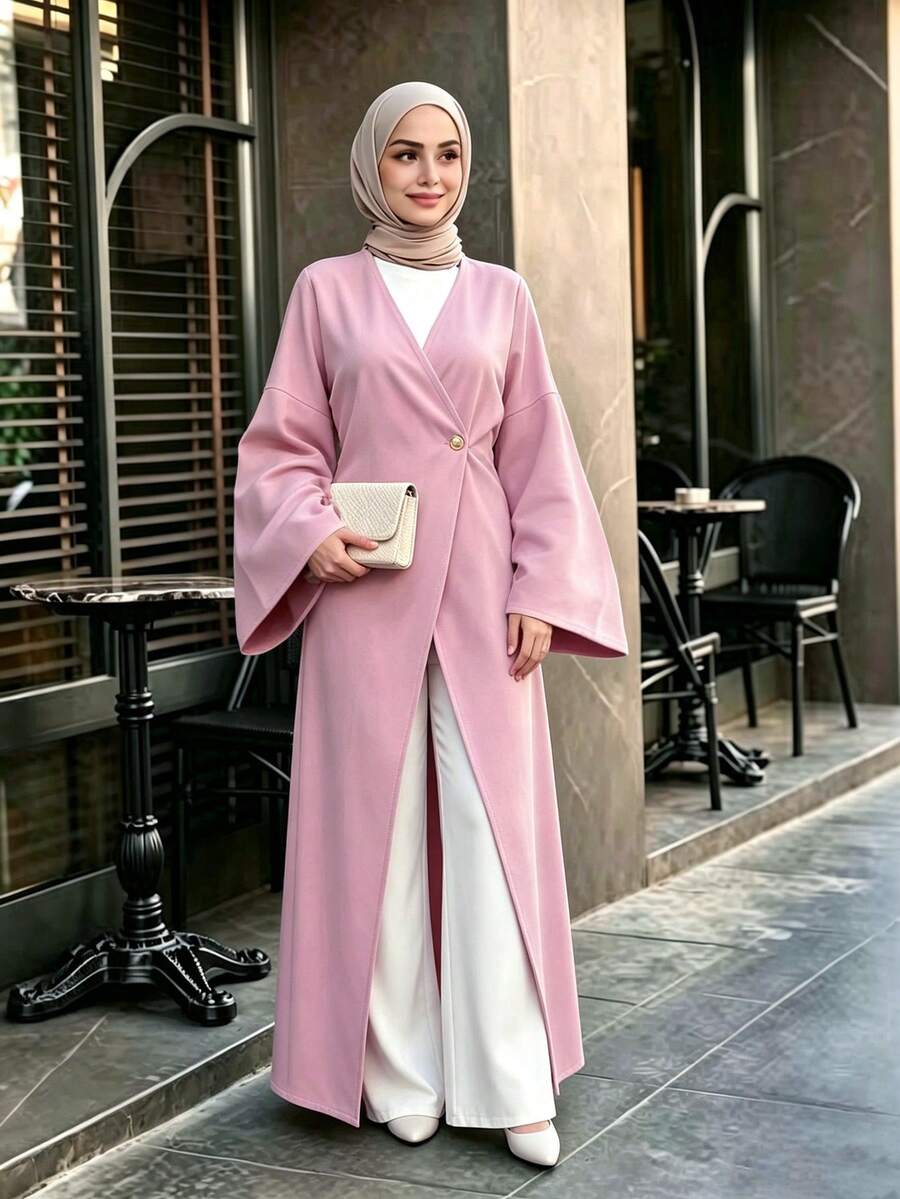 Celisse Chaqueta fina de color liso elegante para ir al trabajo para mujer - Rosa - Ver 1