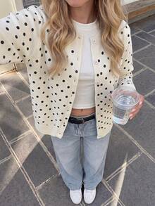 SHEIN 青少年女孩寬鬆休閒極簡舒適圓領 - 杏色 - 查看 9