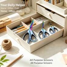 Household Tailor Scissors, Sewing Shears, Multi-Functional Handcraft Scissors, Office Scissors, Stainless Steel Titanium Plated Colorful Scissors, Hardened Sharp Blades, Ergonomic Design - Color-2 - View 4