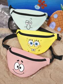 SpongeBob SquarePants | SHEIN 1 Pc Pink Starfish Cartoon Themed Polyester Fanny Pack, Lightweight Adjustable Waist Bag For Crossbody Use, Small Casual Sling Bag For Travel & Daily Use, Perfect Gift For Cartoon Fans - Pink - View 2