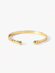 Opalesca 12pcs Fashion Metal Textured Heart Shape Bangle Bracelet Set, Boho Adjustable Layered Wristband, Suitable For Daily & Party Wear - Gold - View 5