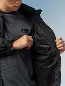 Caldwick 1pc Outdoor Men's Multi-Pocket Black Windbreaker Jacket, Sports Coat Spring - Black - View 8