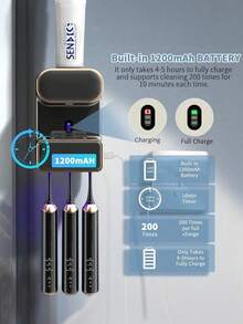 UV Toothbrush Sanitizer & Sensor Toothpaste Dispenser, USB Rechargeable Wall Holder With 3 Slots, Drill-Free For Family Bathrooms. It Works As Bathroom Decor & Seasonal Decor For Autumn And Back-To-School. - Multicolor - View 4