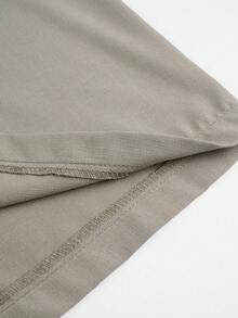 NOVVYNE Women's Light Taupe Textured Two Pieces Matching Outfit, Quiet Luxury Off Shoulder Flutter Sleeve Top With Side Ruched Asymmetric Hem - Khaki - View 12