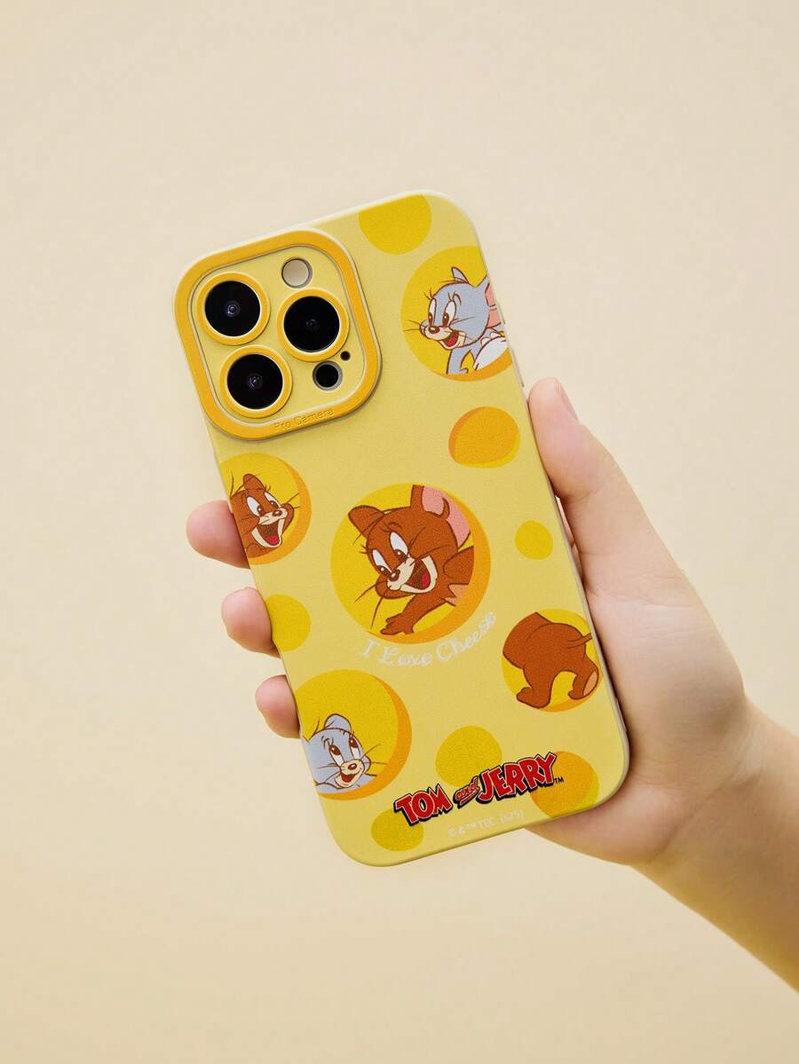 TOM & JERRY X Joivida 1pc Cute Cheese Pattern Cartoon Phone Case, Fashion Protective Cover, Shockproof & Scratch-Resistant, Compatible With , Great For Daily Use Or A Fun Gift For Cheese Lovers - Multicolor - View 1