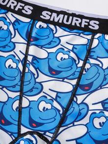 SHEIN X The Smurfs Women's Letter Print Casual Everyday Hipster Panties - Blue and White - View 6