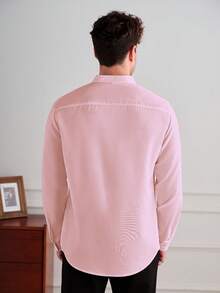 Core Aspect Men's Casual Versatile Solid Color Shirt - Baby Pink - View 2