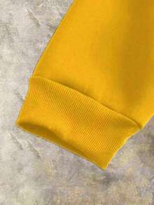 Resyla Men Men's Letter Print Long Sleeve Zip Front Casual Hoodie - Yellow - View 4