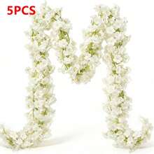 1/3/5pcs 5.9ft Artificial Spring Sakura Flower Garland, Silk Hanging Floral Vines For Wedding Party Background, Room Wall Decor, Japanese Cute Decor, Indoor Outdoor Birthday Gift, Outdoor Indoor Decor, Gift, - White - View 10