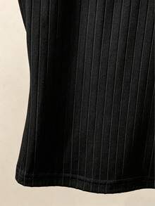 Franclia Women's Floral Trim Ribbed Casual Halter Tank Top - Black - View 3