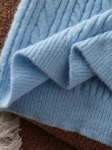 SHEIN Young Girl Bow Decor Knitted Vest - Blue - View 8