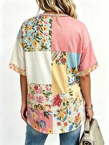 Breezaya 大尺碼純色半袖V領休閒T恤，夏季女款大尺碼服飾 - 彩色 - 查看 2