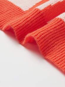 Manfinity CasualKnits 男士拼色圓領長袖休閒寬鬆毛衣 - 亮橙色 - 查看 7