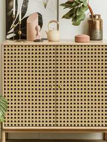 Vintage Honeycomb Rattan PVC Self-Adhesive Wallpaper, Waterproof Wear-Resistant Wall Sticker For Homestay Decoration Live Streaming Background DIY Wall Decor Honeycomb Bamboo Woven Texture, Perfect For Homestay, Live Streaming Room - 1PC - View 8