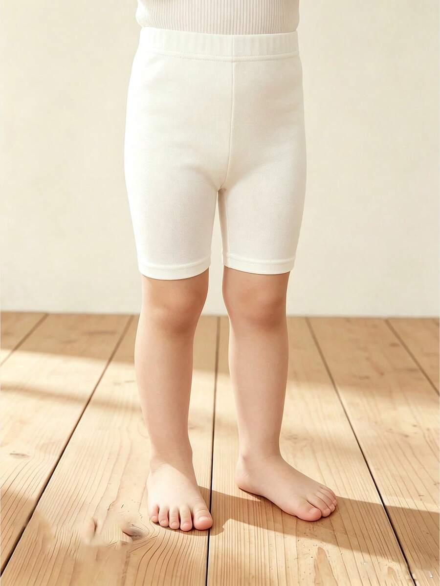 Tween女孩 [隨機1件] 女孩新款四季時尚極簡舒適休閒針織內搭褲，修身顯瘦，基礎款，防走光，秋季 - 白色 - 查看 1