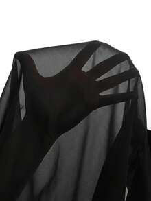 SHEIN Spring/Autumn New Peter Pan Collar Long Sleeve Loose Fit Black Blouse, Fall Tops, Sweet Versatile Fresh Preppy School Girl Style Top - Black - View 8